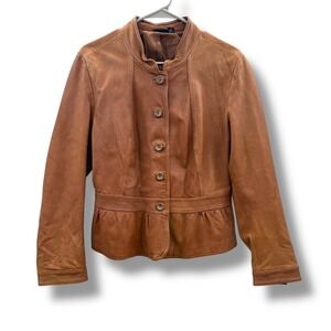 a.n.a. Leather Jacket Size XL Casual Everyday Button Front Peplum Classic